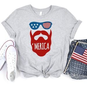 Merica Sunglasses Beard Shirt, 4th Of July Shirt, Independence Day Shirt